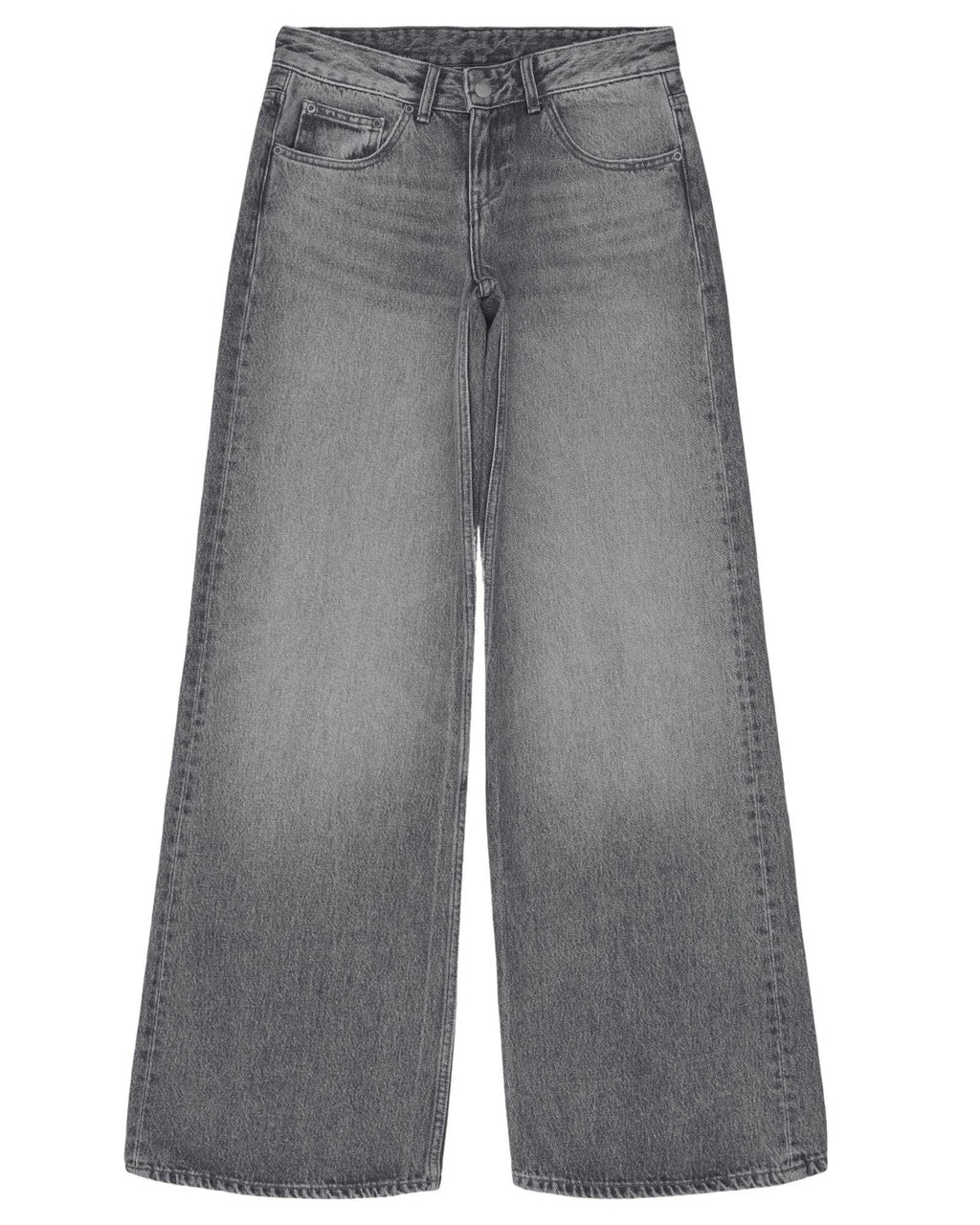 Rhue Low Wide Jeans - Mid Grey Used