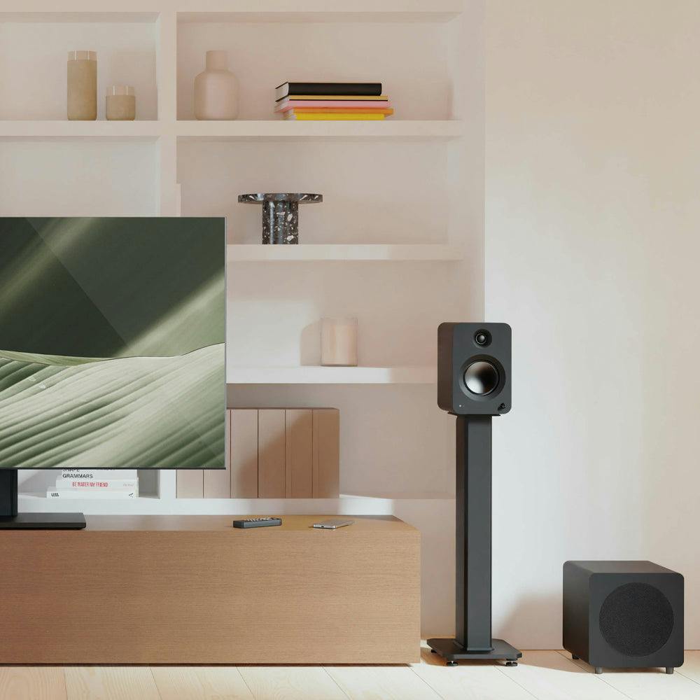 Kanto REN 200W Powered Bookshelf Speakers with HDMI ARC, USB-C, and Bluetooth 5.3 - Matte Black, Pair