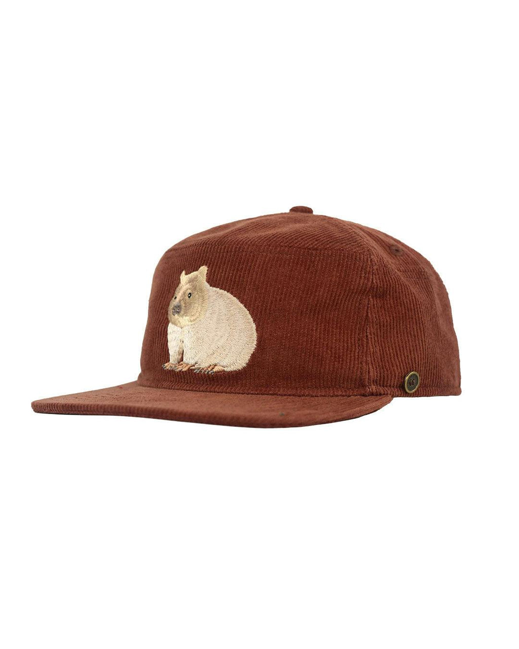 The Stash Cap – Wombat Embroidery – Corduroy Brown Snapback Hat