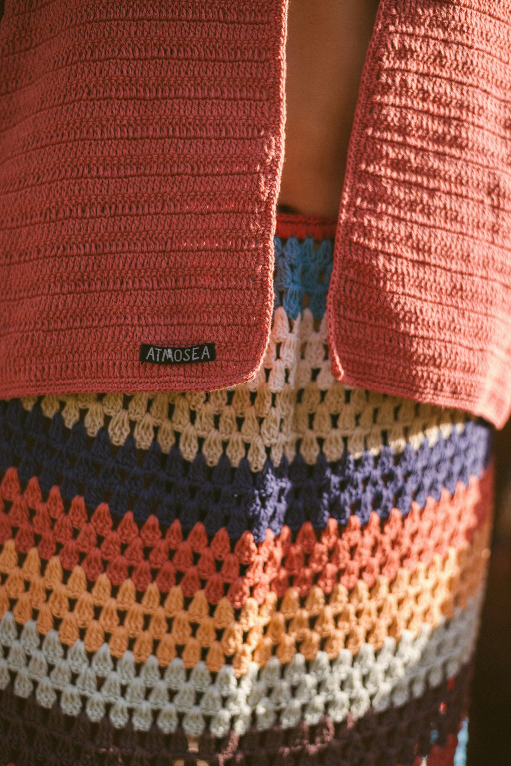 Crochet Tie Vest in Rust