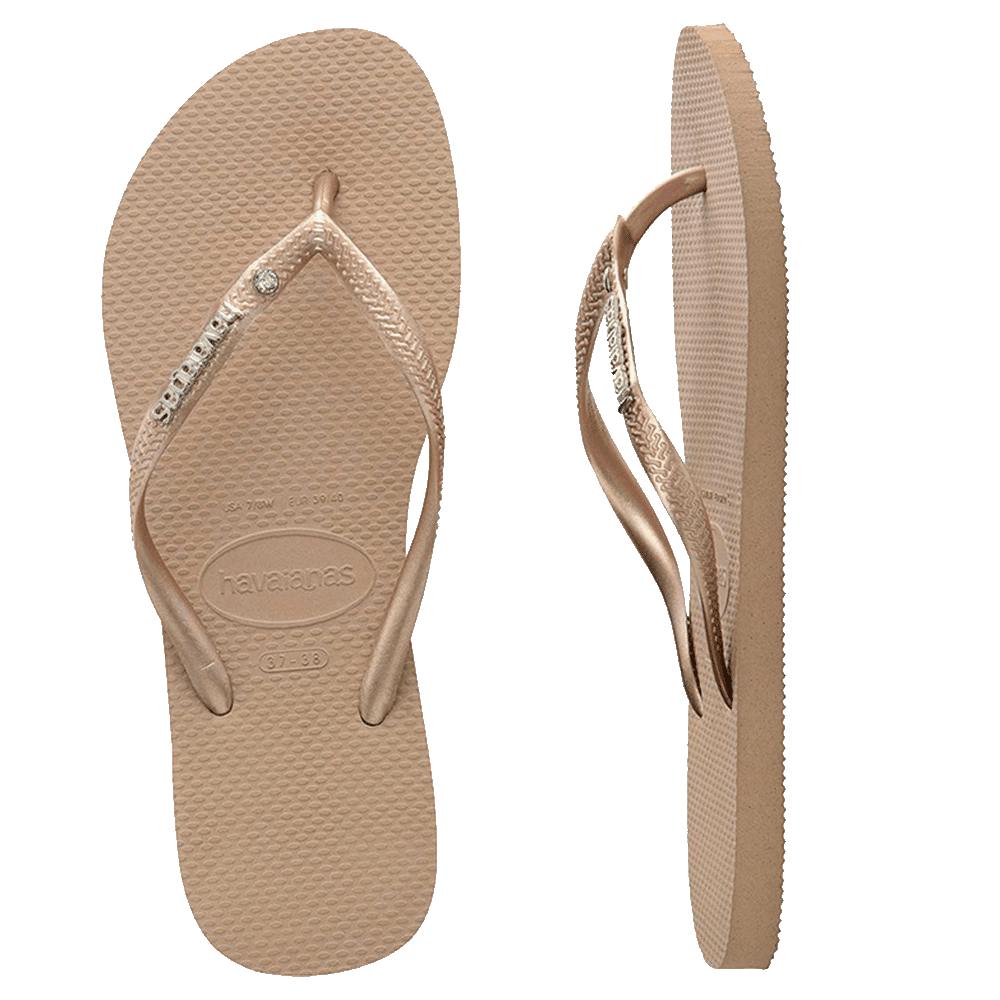 Slim Metal Logo Crystal Thongs