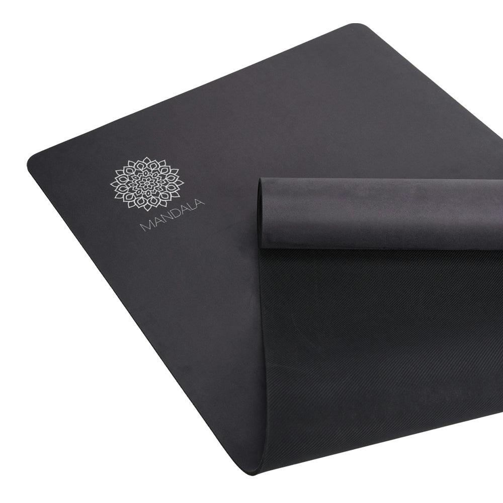 Mandala Yoga Mat Premium Bundle, Includes Yoga Mat 188cm H x 61cm W, Yoga Strap & Steel Hydration Bottle - Black