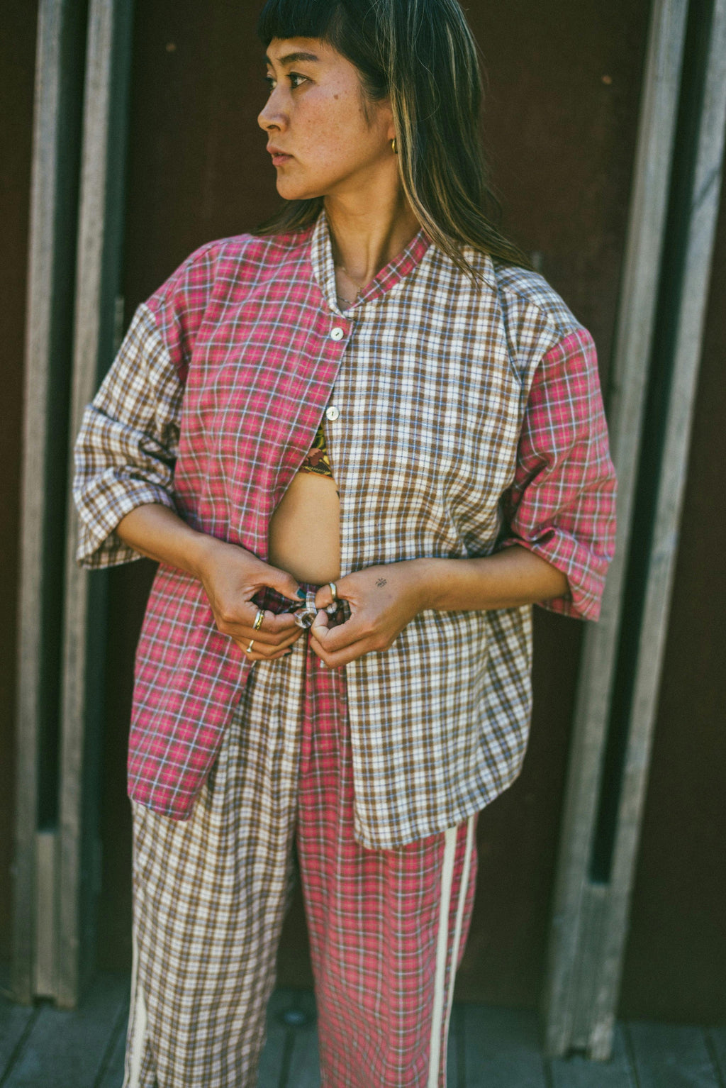 Flannel Flare Pant in Strawberry Milk