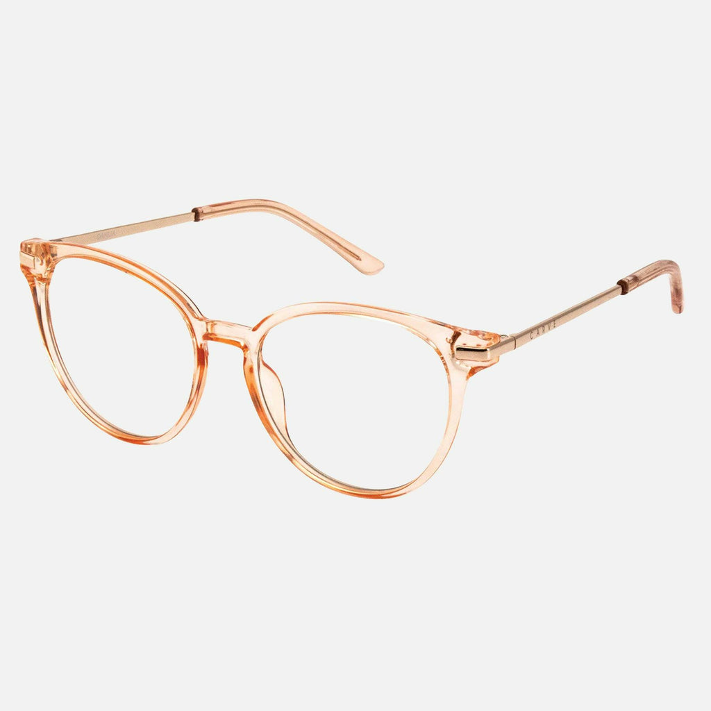 Dahlia - Blue Light Crystal Pink Champagne Frame Glasses