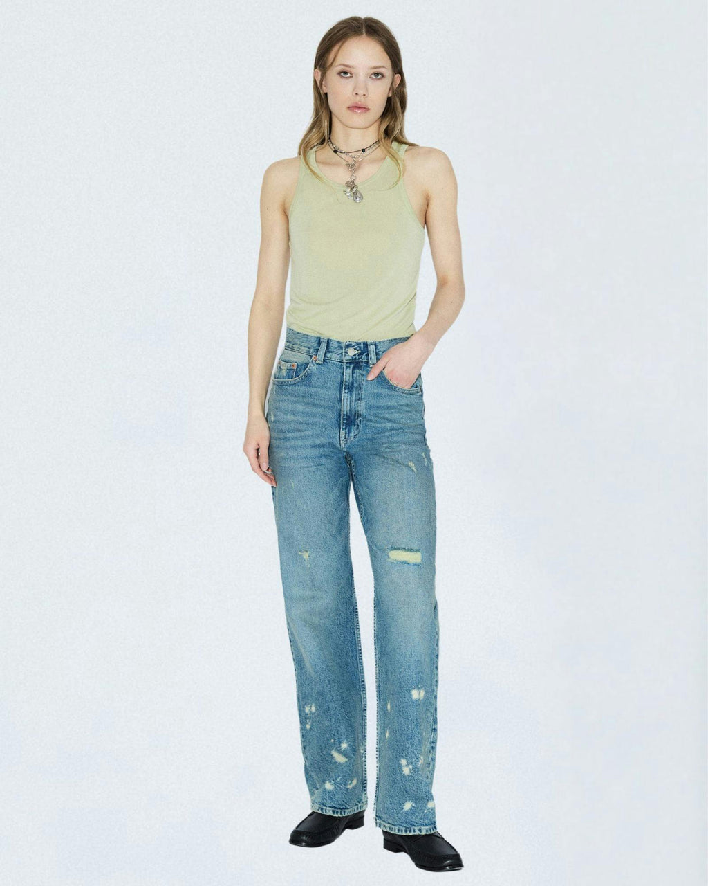 Echo High Straight Jeans - Bay Sky Dirty