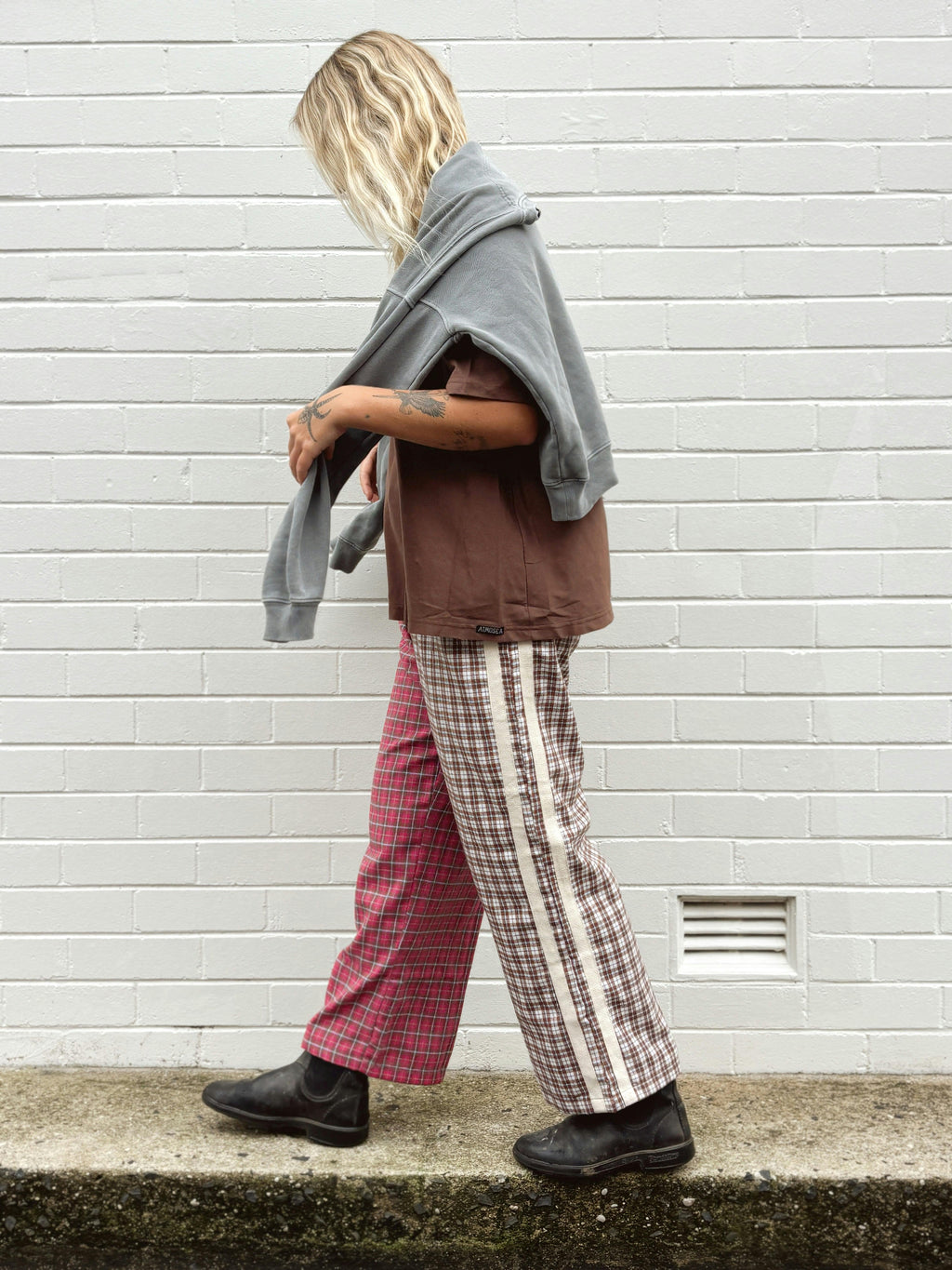 Flannel Flare Pant in Strawberry Milk