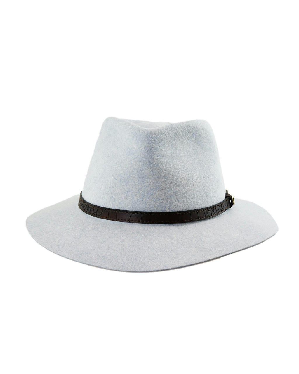 The Dingo – Crushable Wool Felt Fedora in Mottle Blue