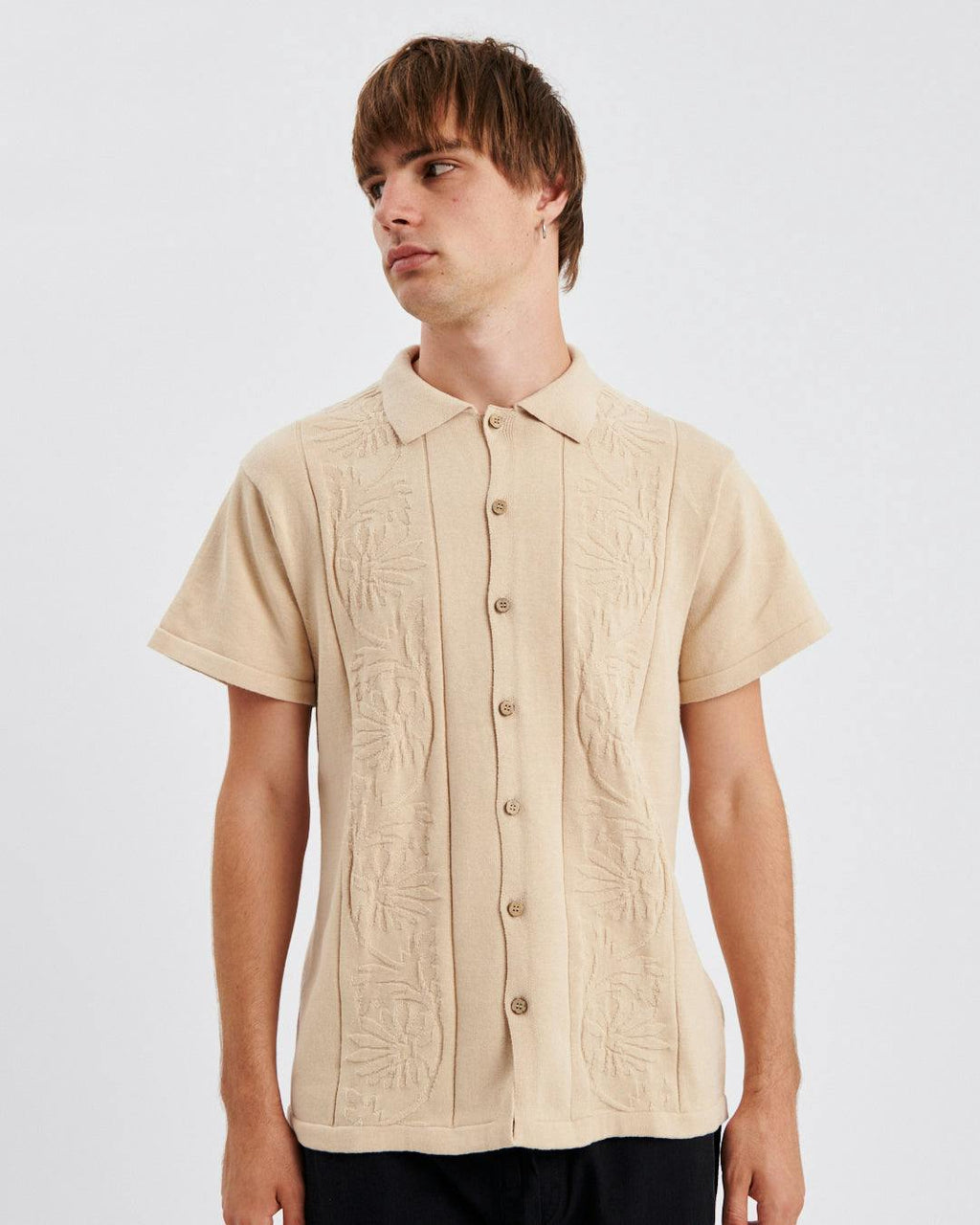 Access Knit Shirt - Oatmeal