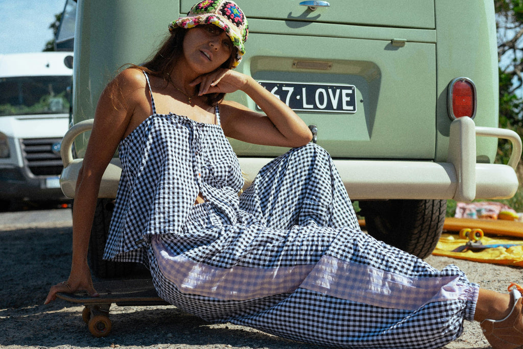 Aura Genie Pants in Black Gingham