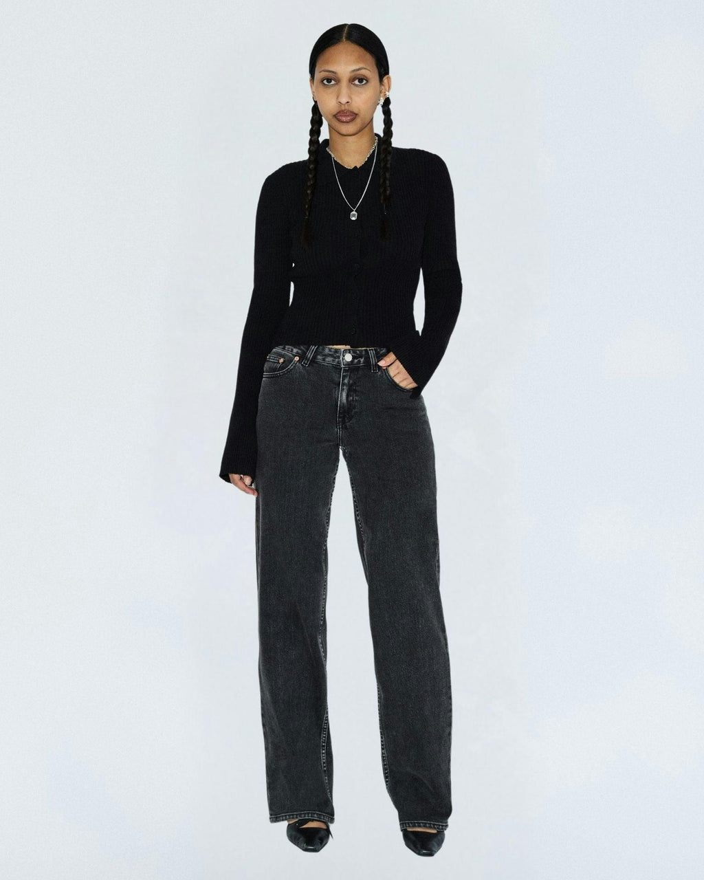 Addy Mid Straight Jeans TALL - Tar Aged Black