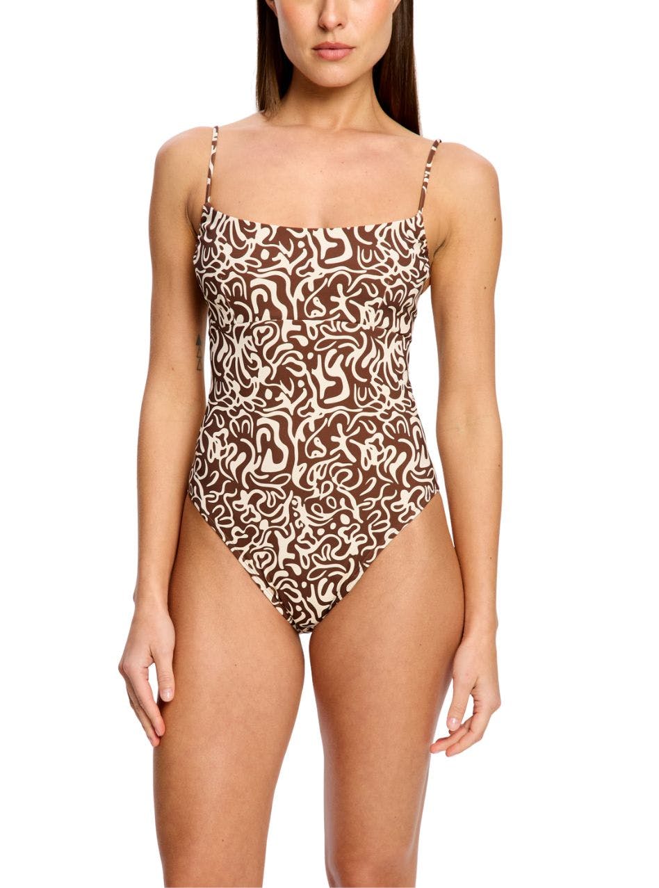 Swimwear String Back Period One Piece Light Absorbency Sea Swirl