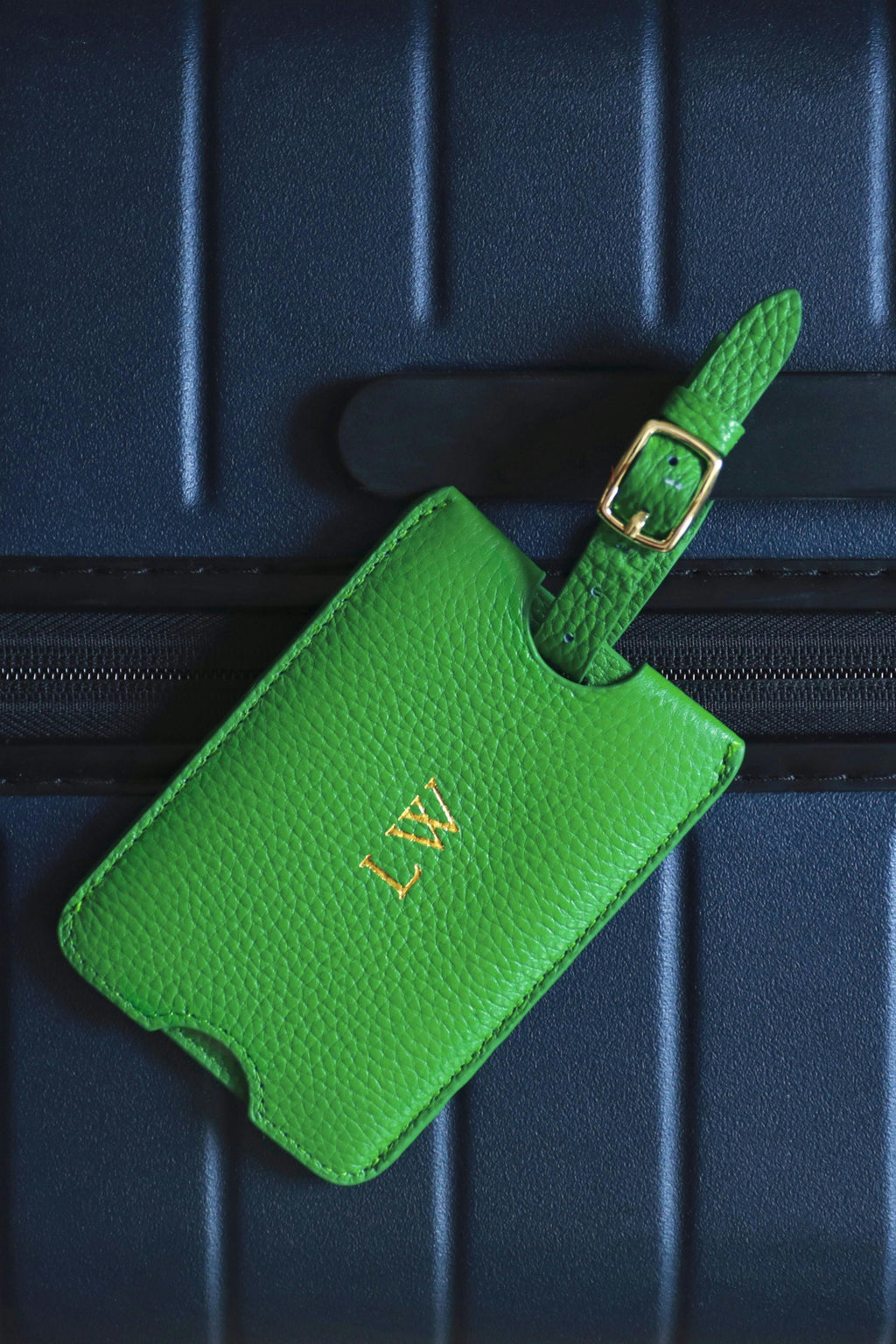 Leather Luggage Tag | Green Gold