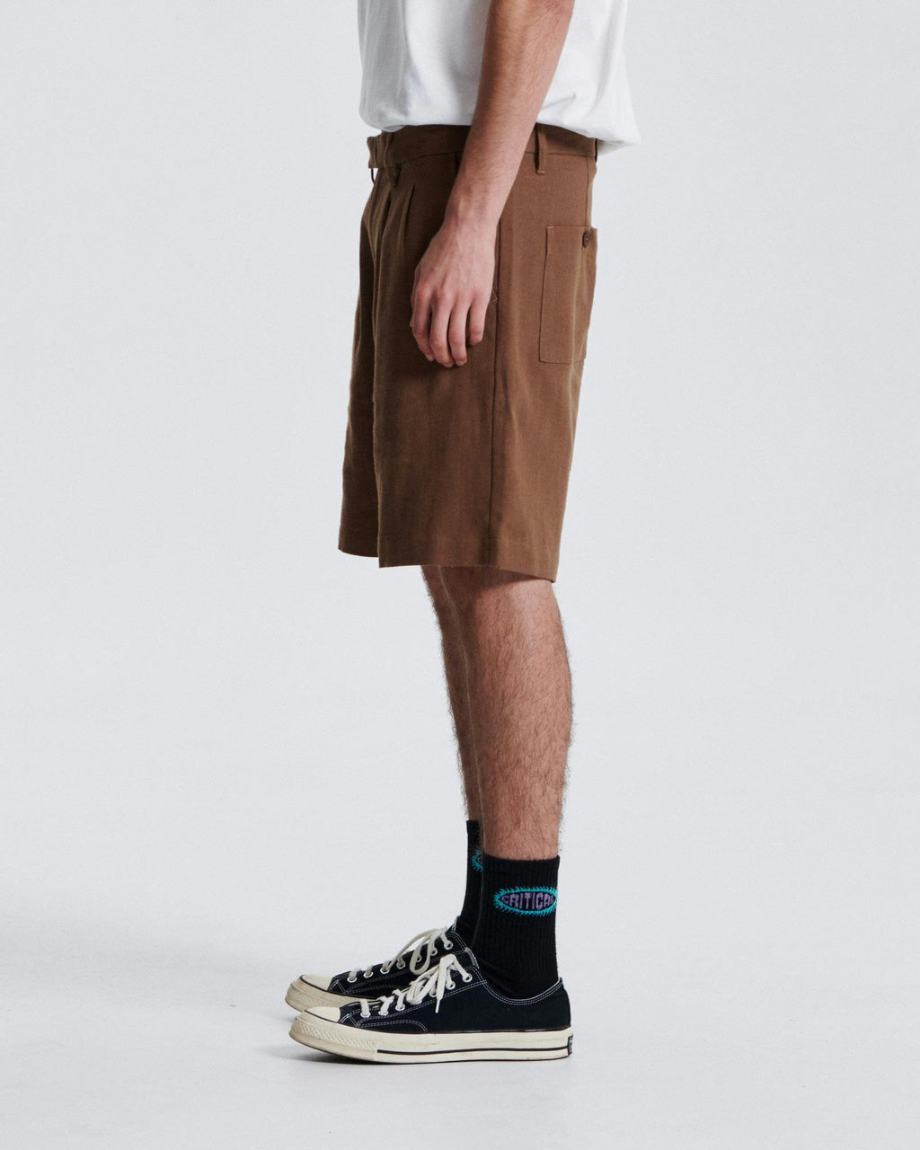 Harro Linen Pleat Short - Tobacco