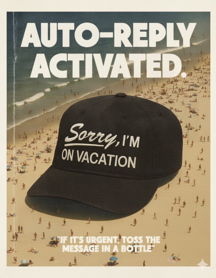 Sorry On Vacation Hat - Black