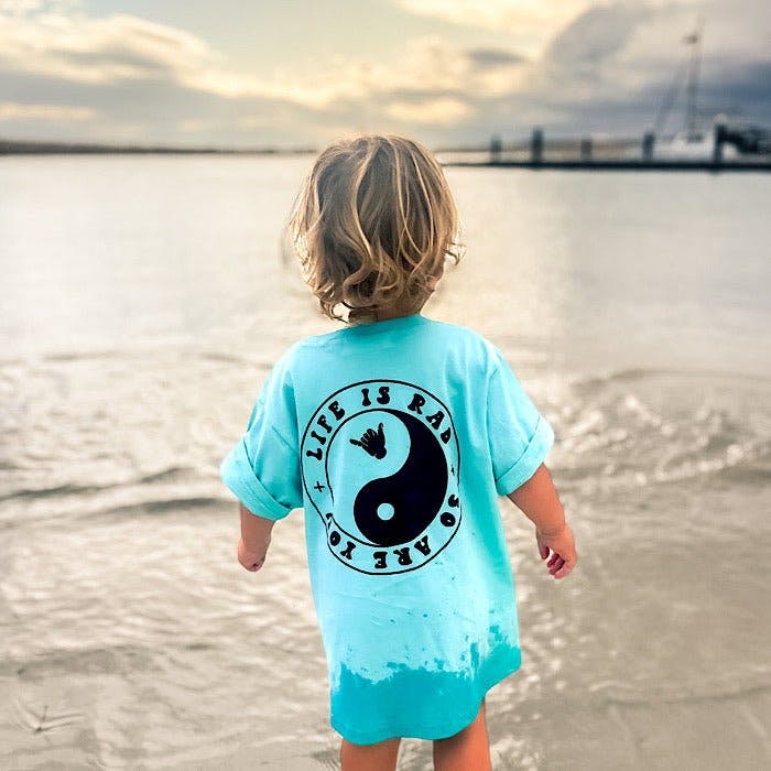 Life Is Rad- Kids Organic Surf Tee (Aruba Blue)