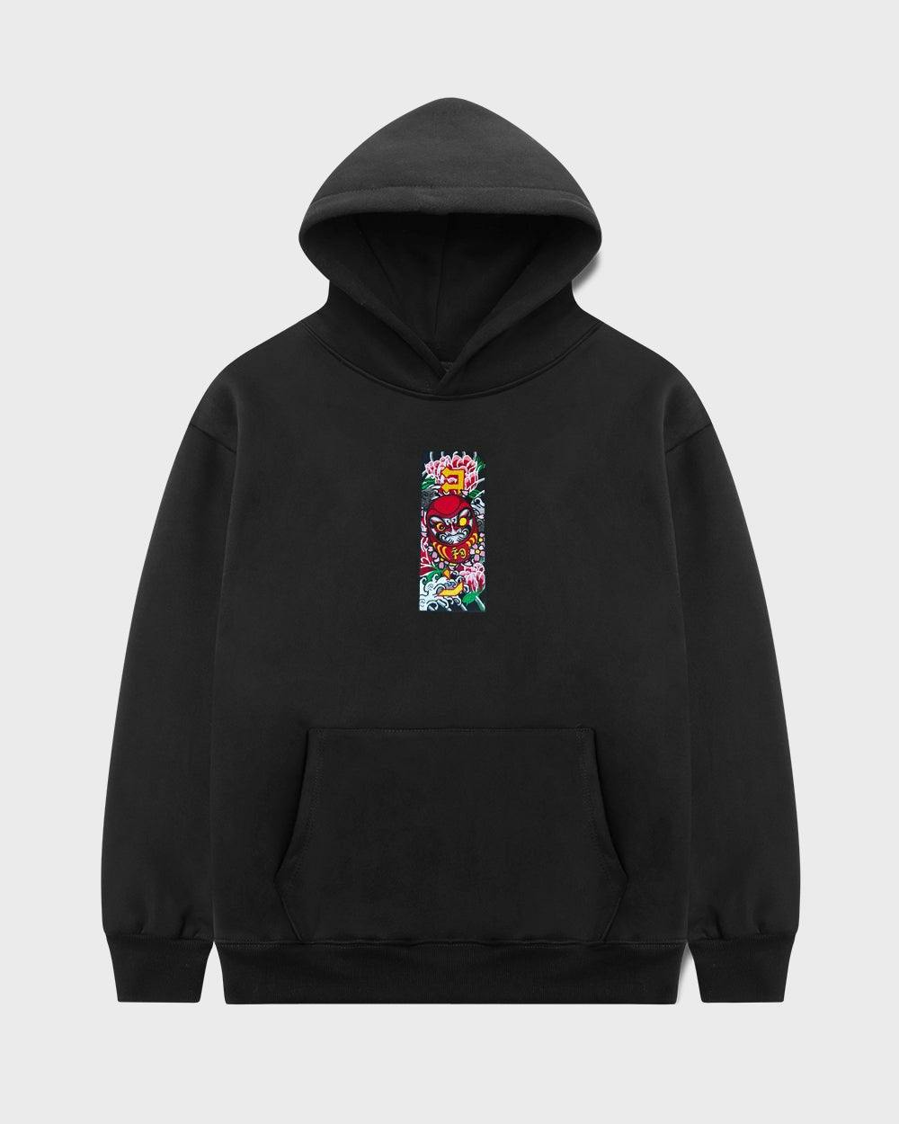 "Daruma Doll" Patch Hoodie // BLACK