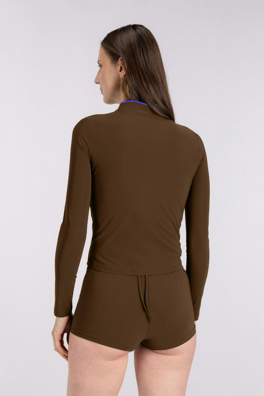 Rash Guard With Zip ― Coffee / Blue