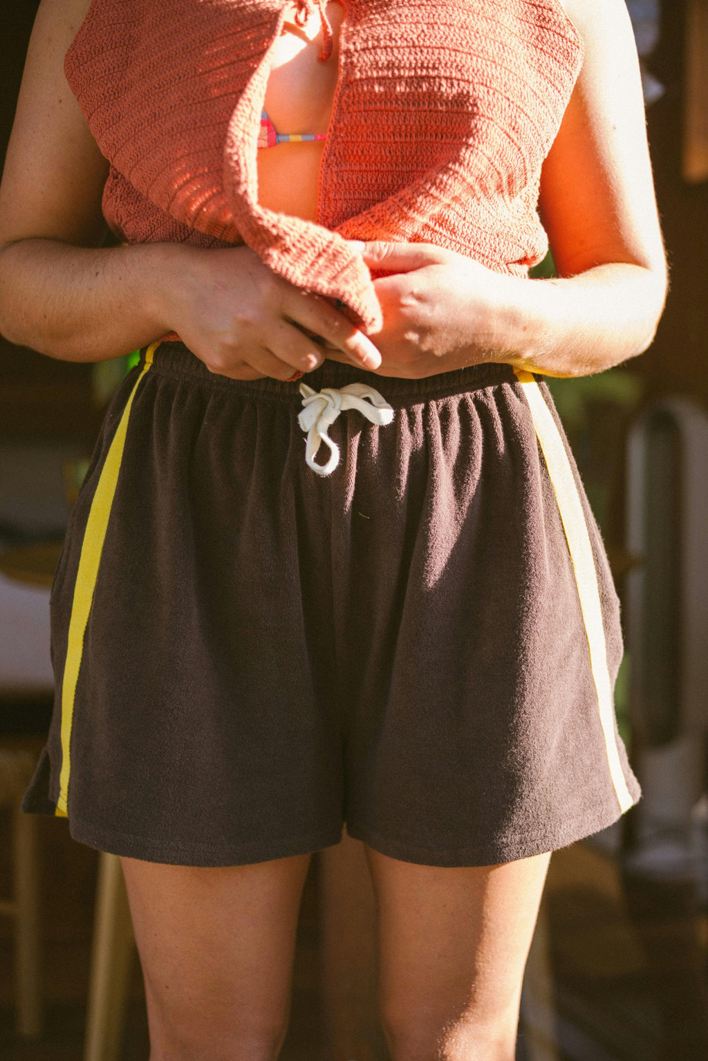 Terry Towelling Shorts in Chocolate Mango