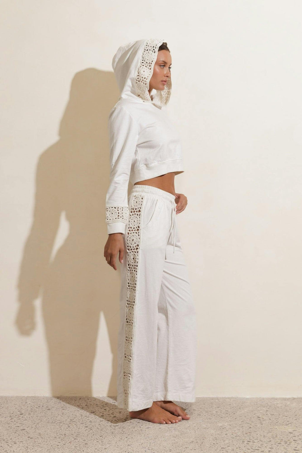 DRIFT CROCHET TRACK PANTS - CREAM