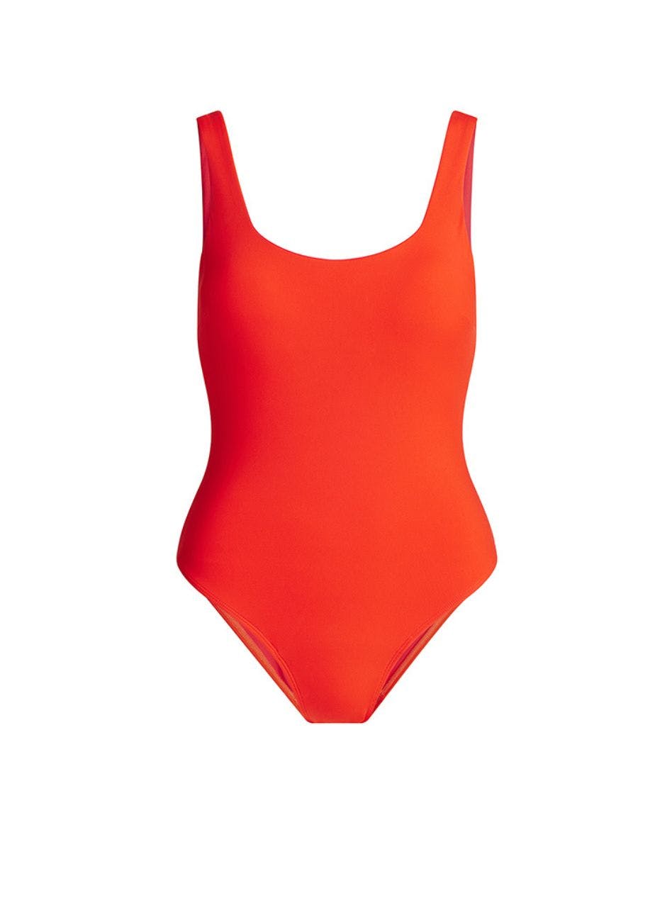 Swimwear Scoop Neck One Piece Light Absorbency Poinciana Poinciana