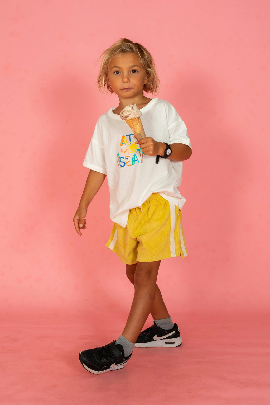 Mini Terry Towelling Shorts in Butter Yellow