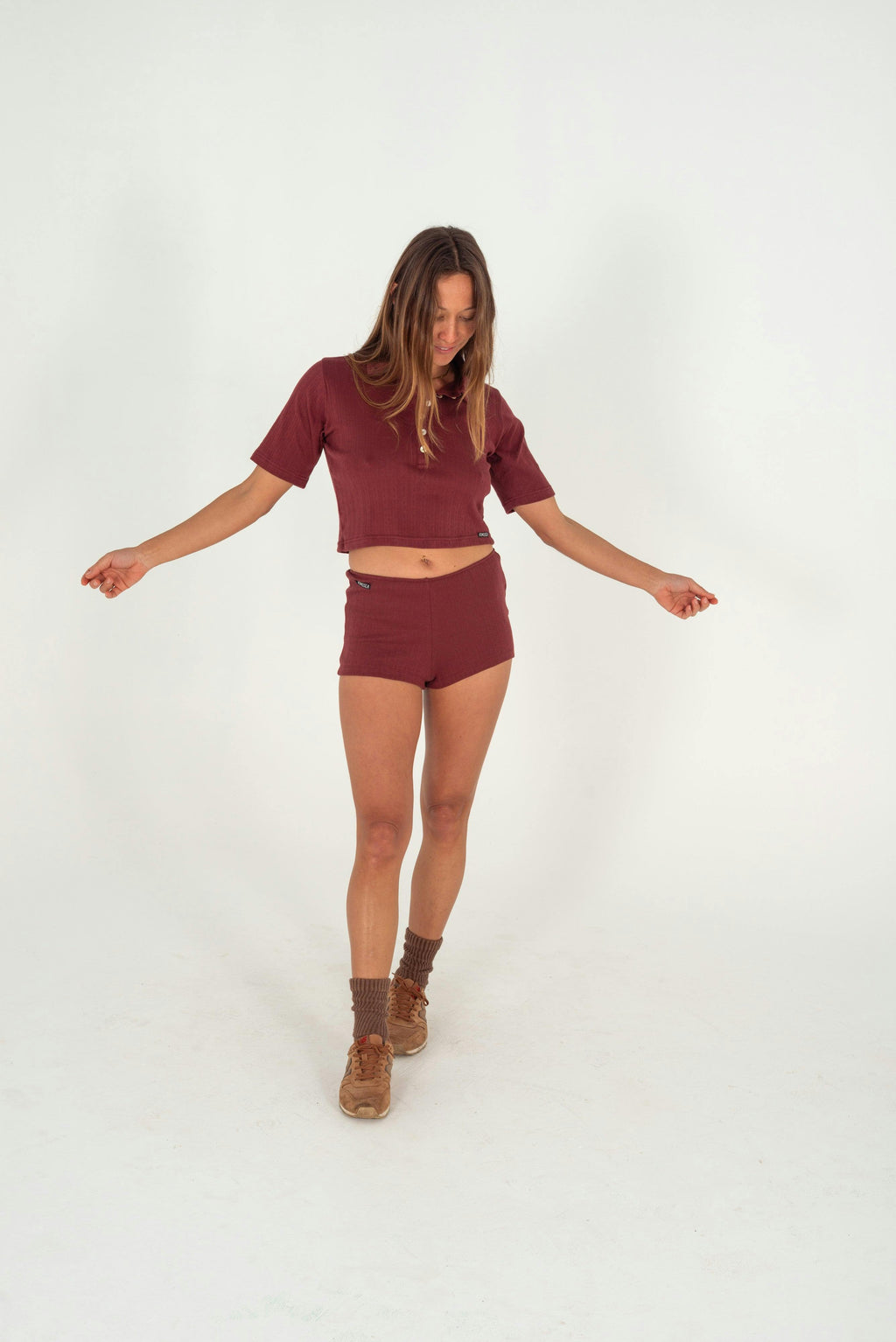 Pointelle Short in Burgundy
