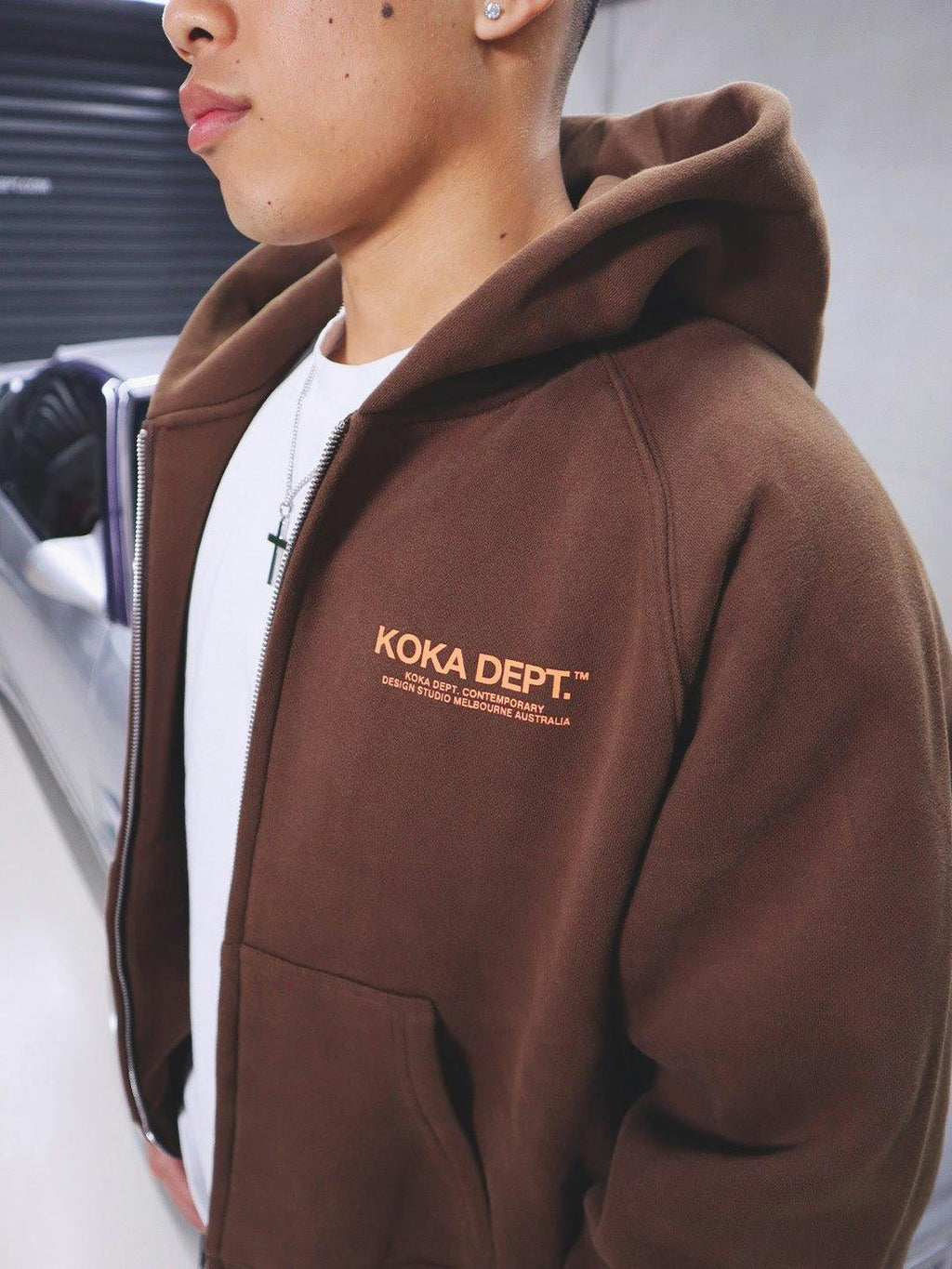 Core Zip Up Hoodie - Coffee