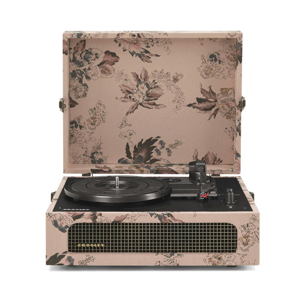 Crosley Voyager Bluetooth Portable Turntable + Crosley Asheville Stand Bundle - Floral