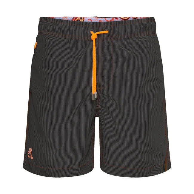 Caicos Striped Swim Shorts Charcoal