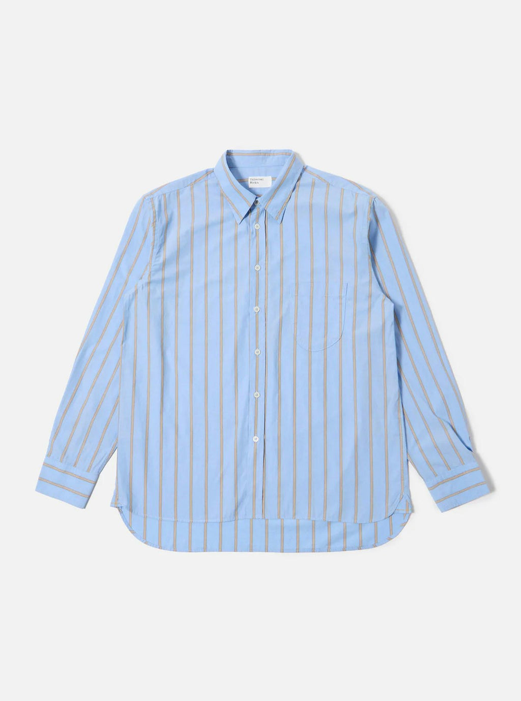 Universal Works Pop Stripe One Lazy Day Shirt in Blue