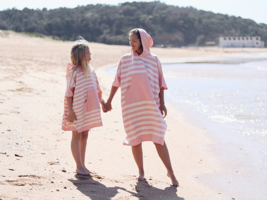 Ocean Pink Stripe Large Poncho