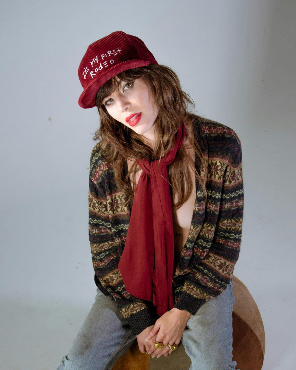 It’s My First Rodeo – Wine Corduroy Stash Cap