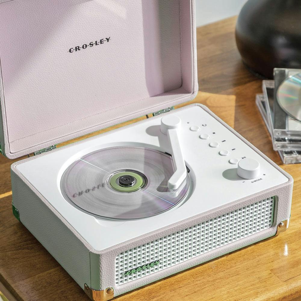 Crosley Voyager Portable Retro CD Player with Stereo Bluetooth Speakers, FM Radio - Amethyst