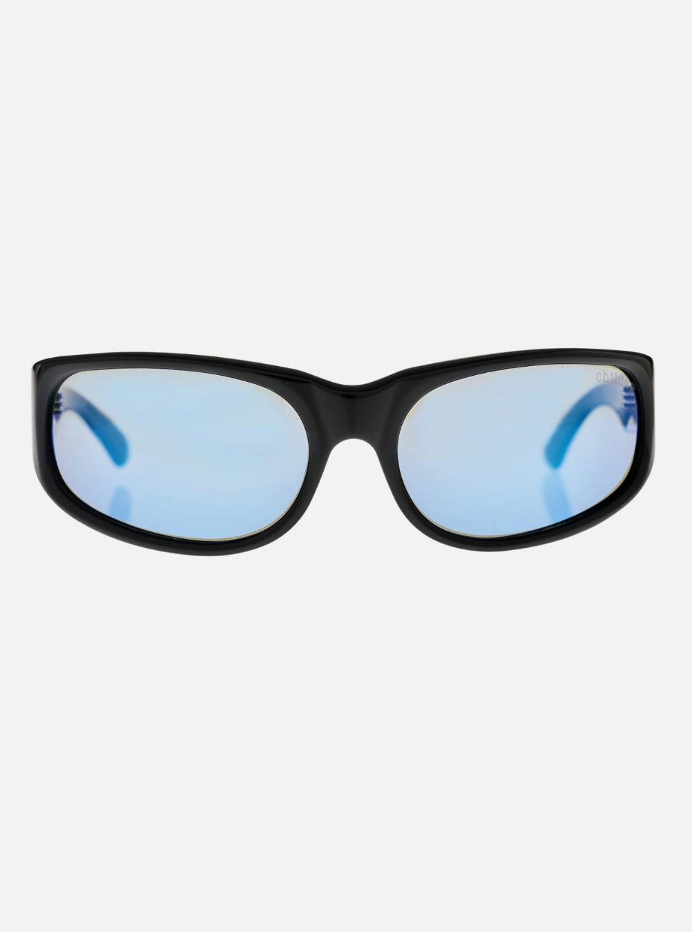CYLINDER Gloss Black | Grey Polarised Blue Chrome Mirror Bio Lens