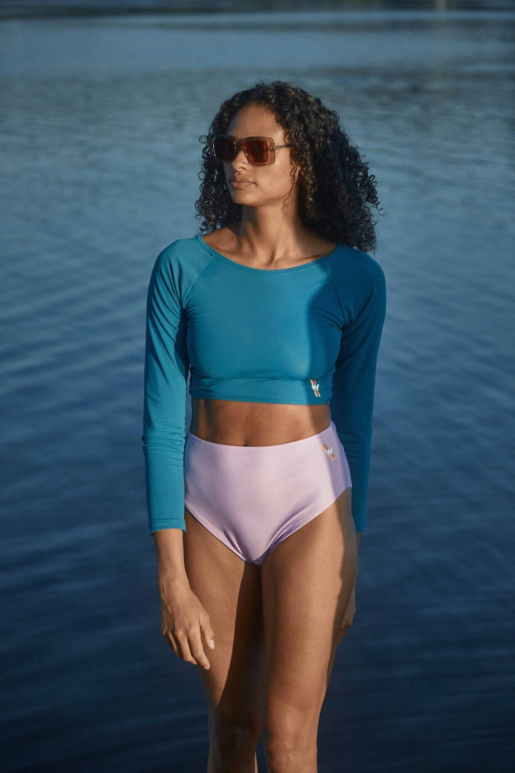High Waist Bottom Reversible ― Teal / Purple
