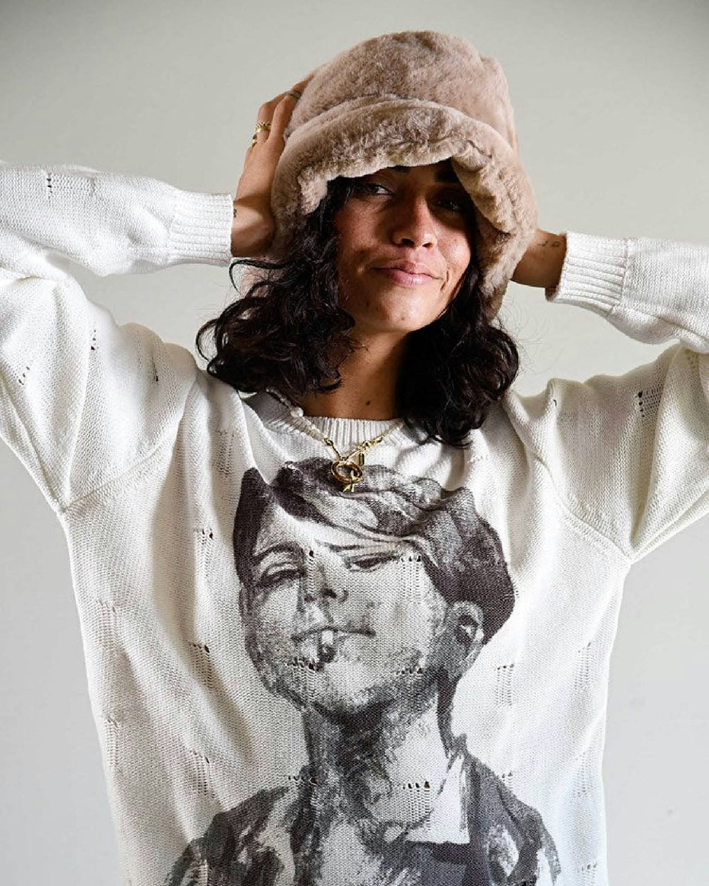 The Cosmic Girl Bucket Hat – Tan Faux Fur | Unisex Winter Hat