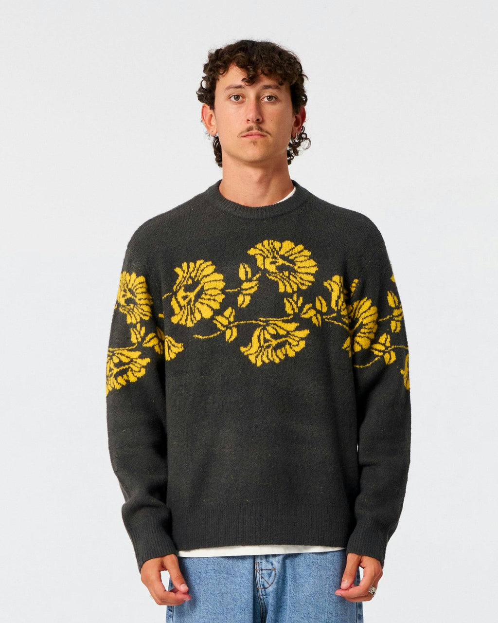 Peace Flower Crew Knit - Phantom